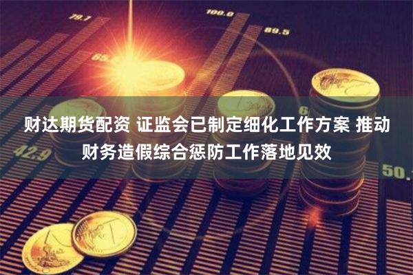 财达期货配资 证监会已制定细化工作方案 推动财务造假综合惩防工作落地见效